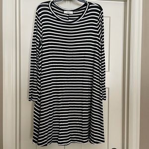 Black striped long sleeve swing dress